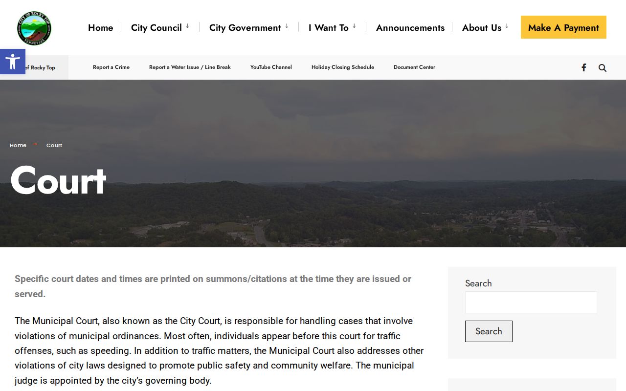 Anderson County traffic warrant court record route at Rocky Top City Court