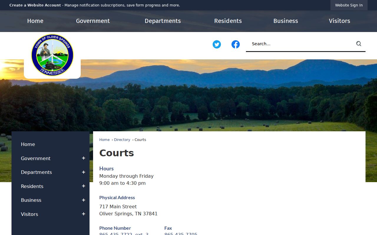 Oliver Springs warrant records court clerk hours and online payment page