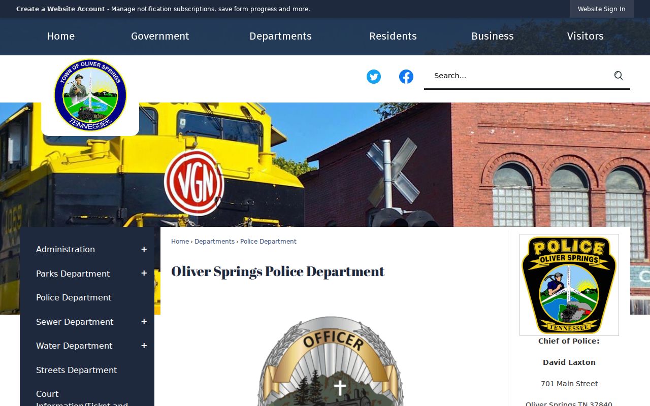 Oliver Springs warrant records police department service and public records information